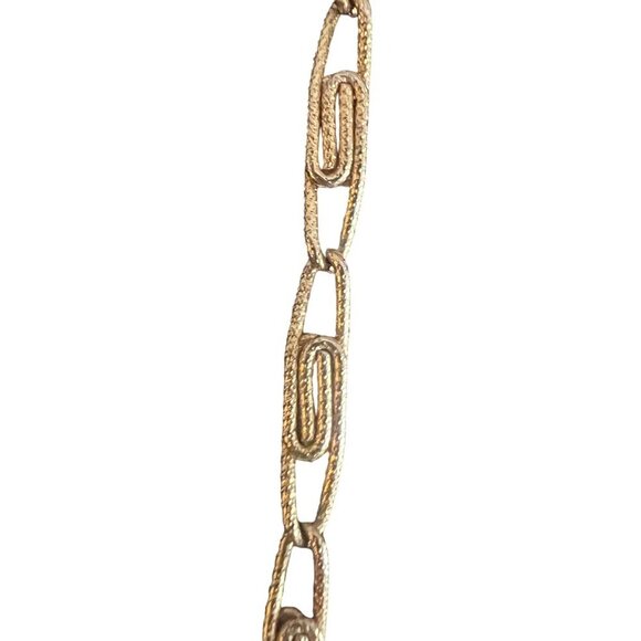 Vintage Napier Textured Or Brushed Gold Tone Necklace Chain Paperclip Style 30" - Picture 9 of 11